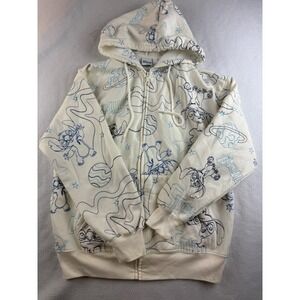 Disney Stitch‎ Cream Full Zip Hoodie Sweatshirt Cartoon Character Womens Small